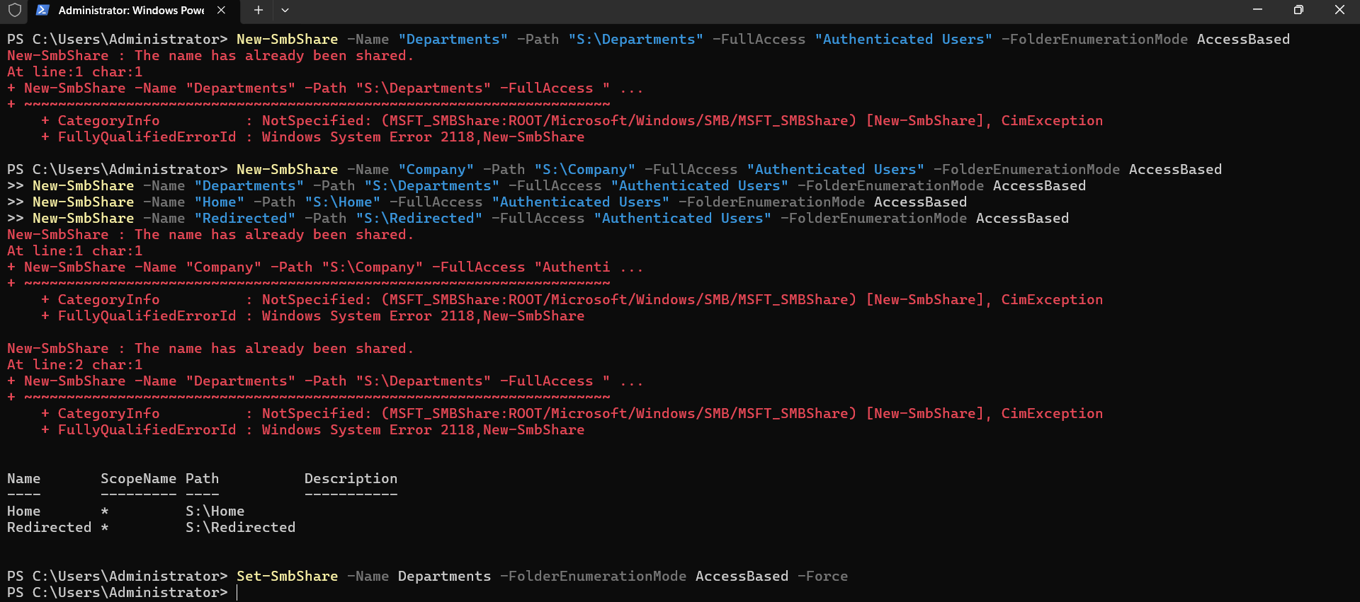 SMB share troubleshooting