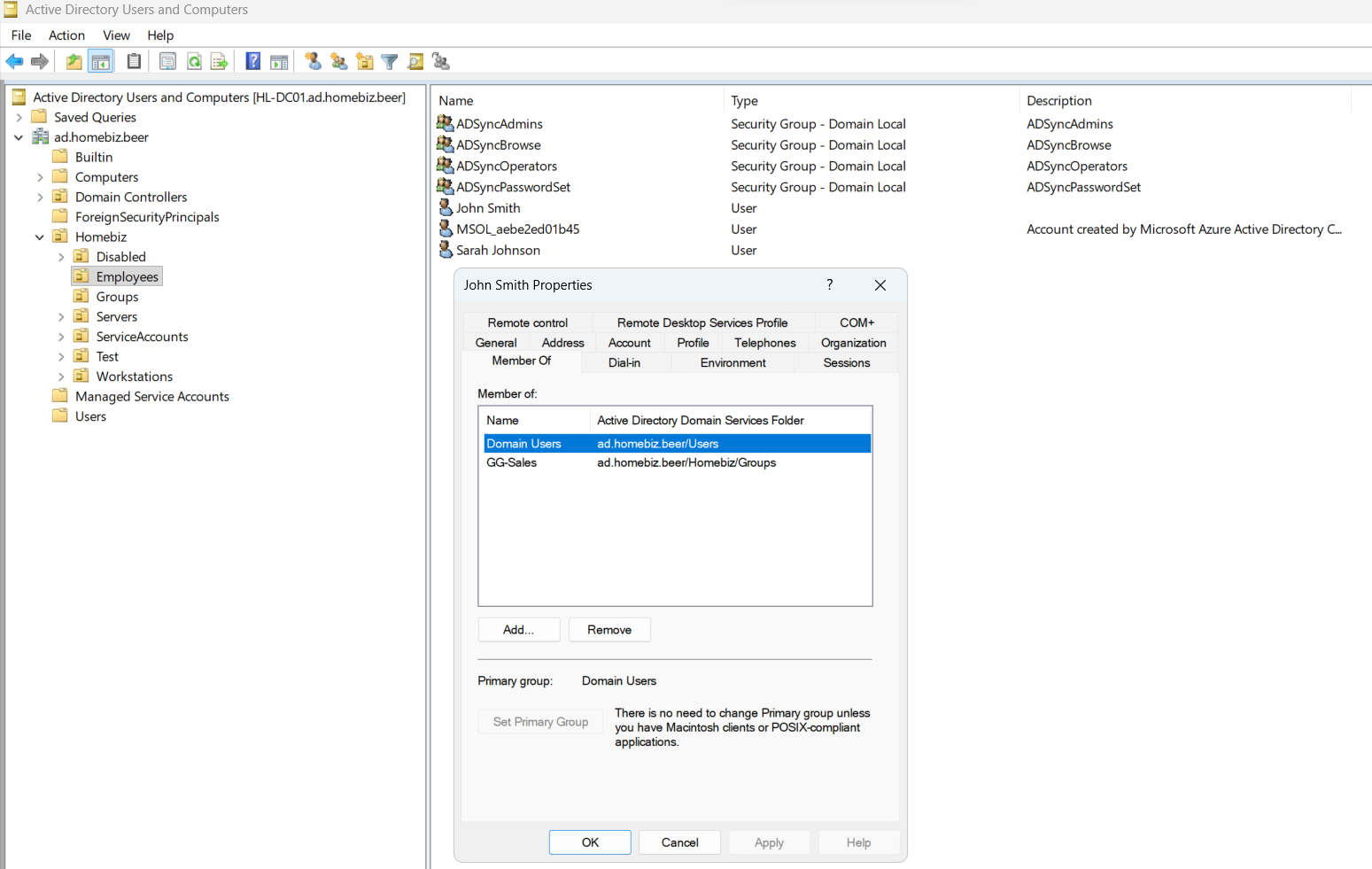 Users created on-premises