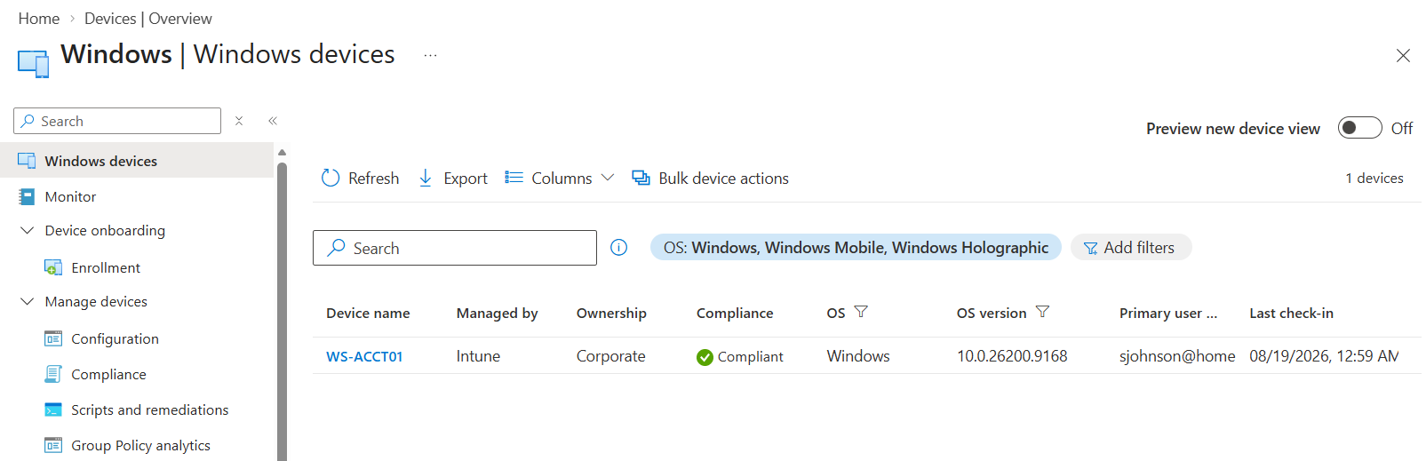 Intune device enrollment