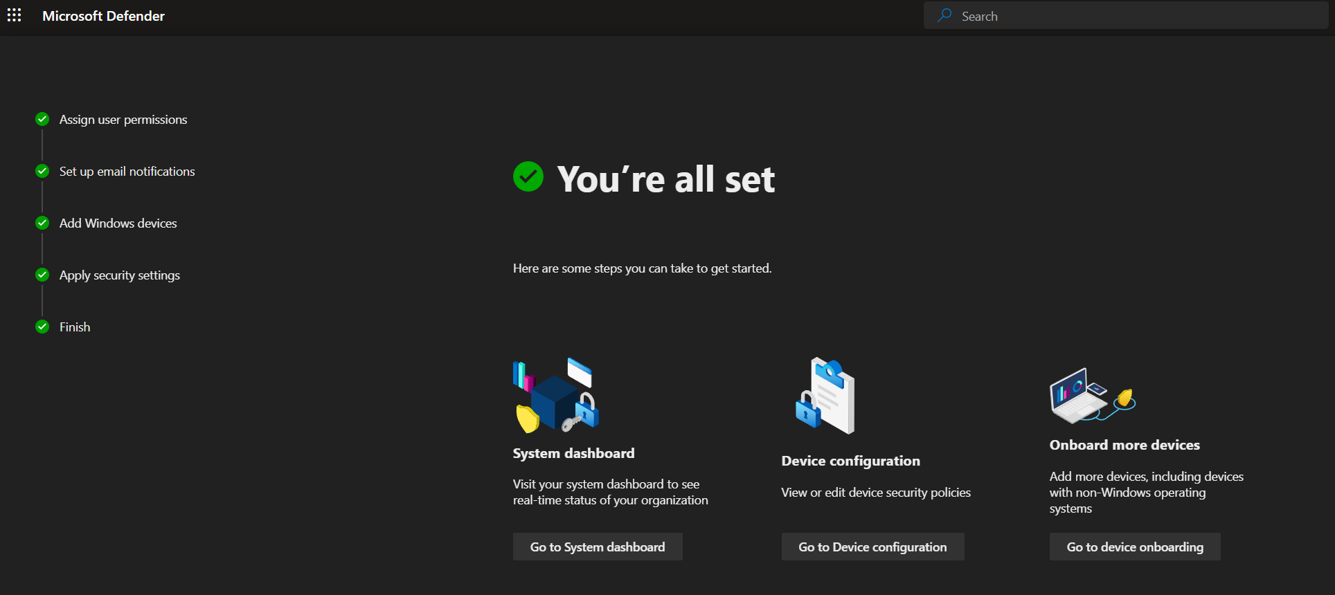 Defender onboarding complete