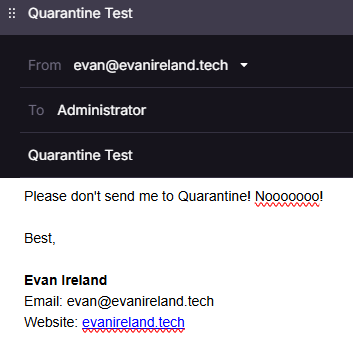 The test message composed