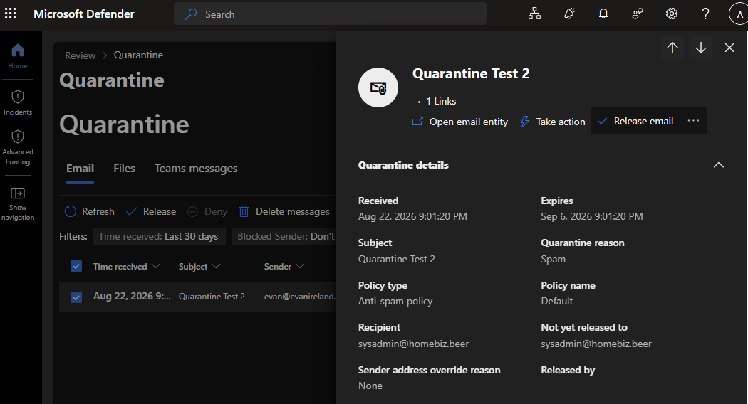 Quarantine detail