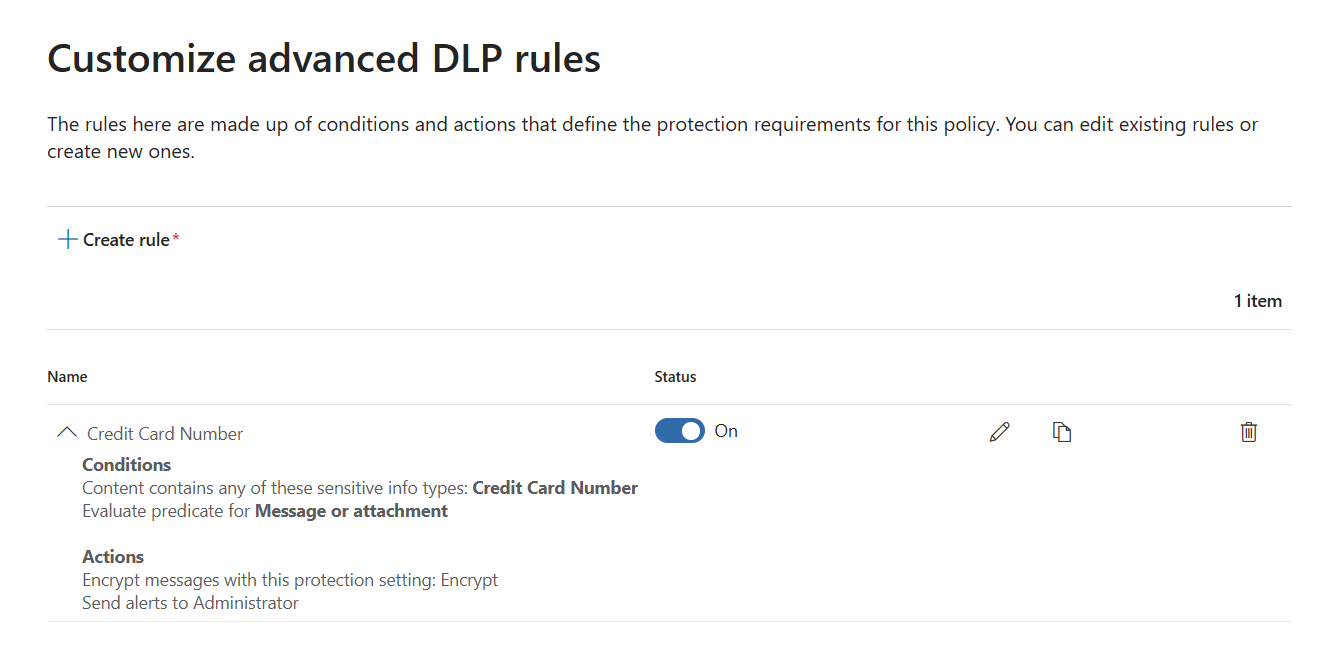 DLP rule configuration