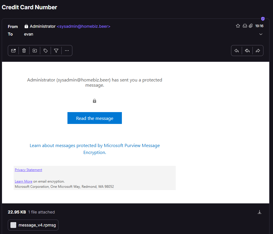 Encrypted at the recipient