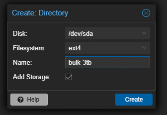 Creating a directory-type storage entry in Proxmox