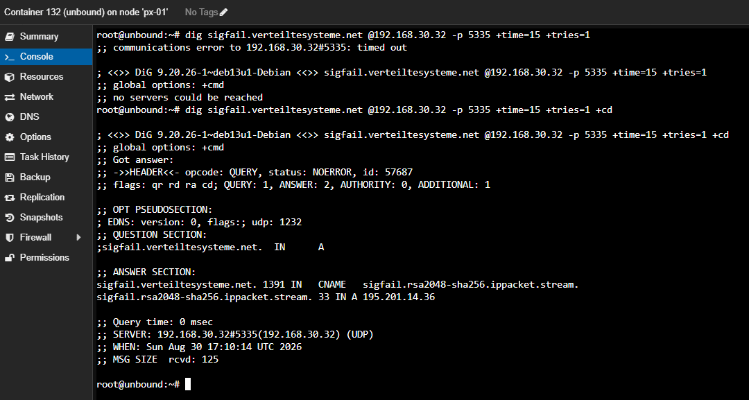 dig output showing the AD flag confirming DNSSEC validation