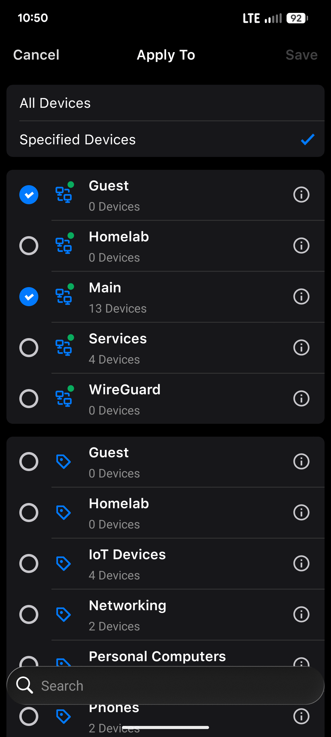 Firewalla setting scoped to exclude only VLAN 30