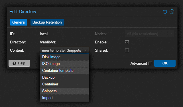 Content types removed from the local storage on a node