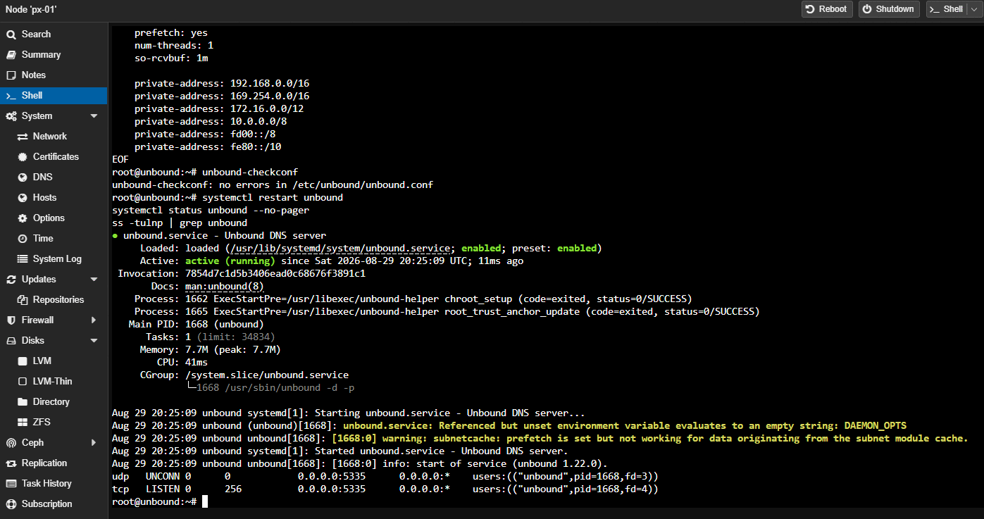Unbound configuration file contents