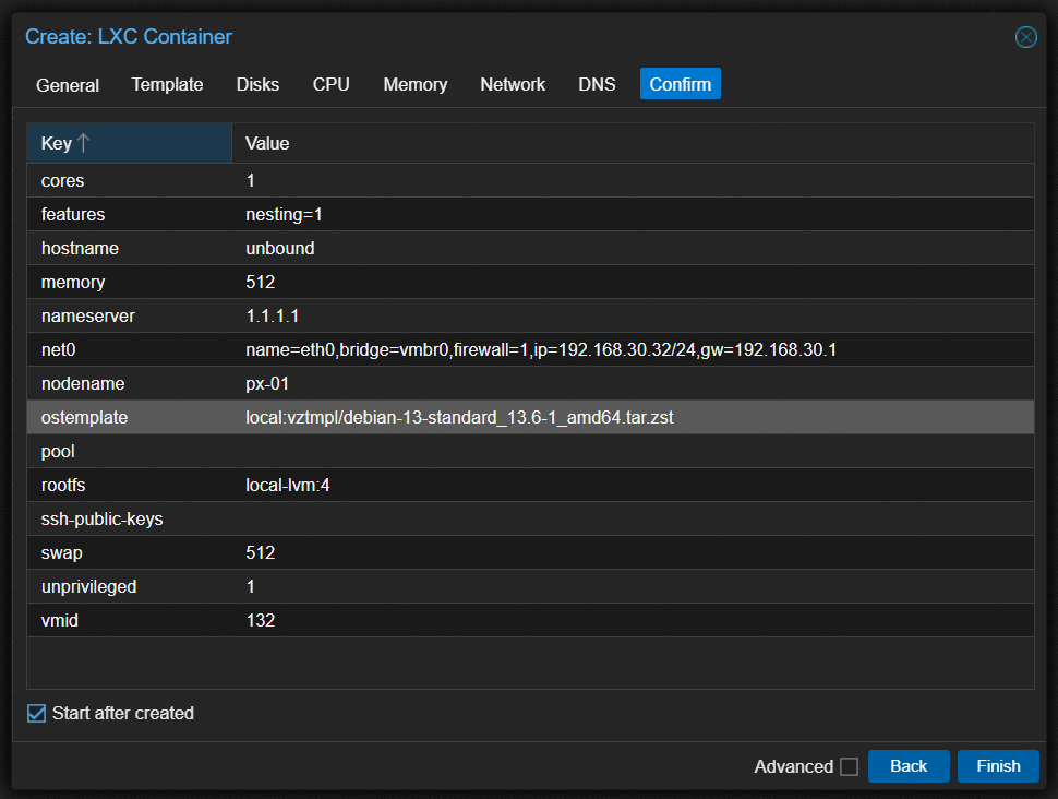 Creating the unprivileged container that will run Unbound